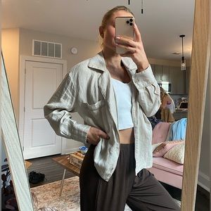 Zara linen button-down top swim cover-up summer essential Old Money aesthetic